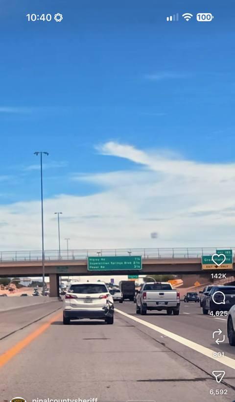 Reel: dash-cam footage on I-10, Pinal County Sheriff post about a highwayman