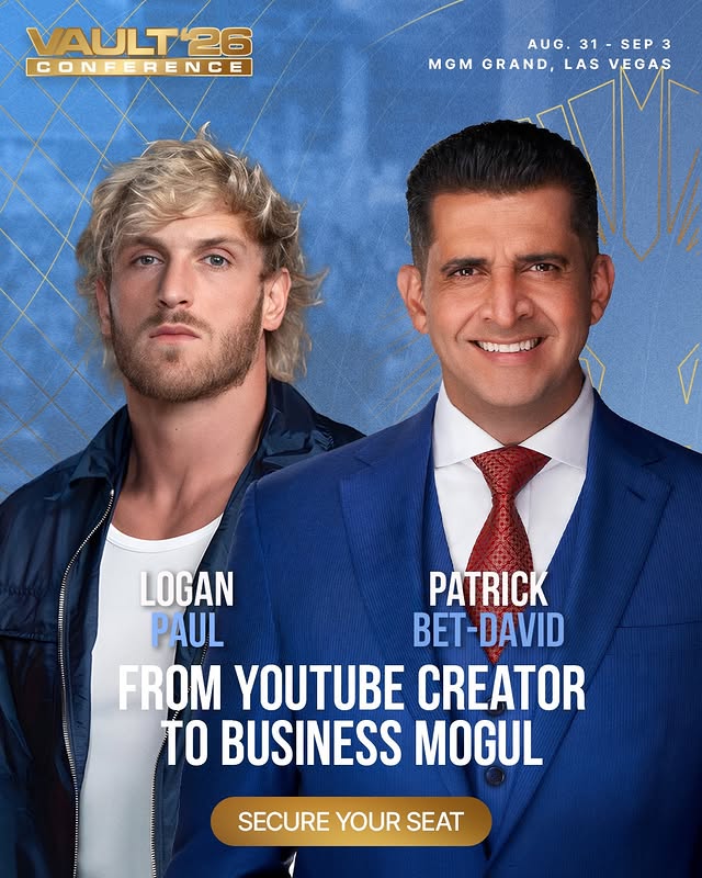Vault 2026 conference promo featuring Logan Paul and Patrick Bet-David